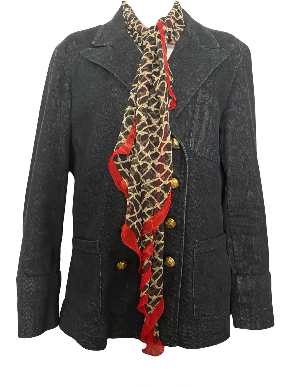 Burberry Rope Check Silk Chiffon Skinny Scarf Twilly Red Black SS 2024 rare